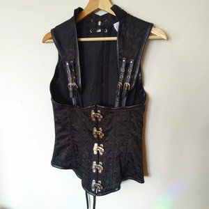 Charmian Black Brocade Underbust Corset Size M